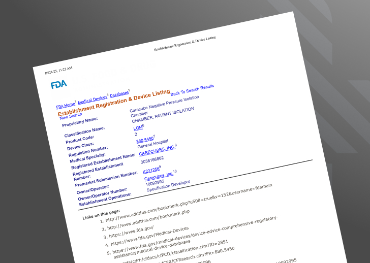 Carecubes FDA Establishment Registration & Device Listing - Carecubes