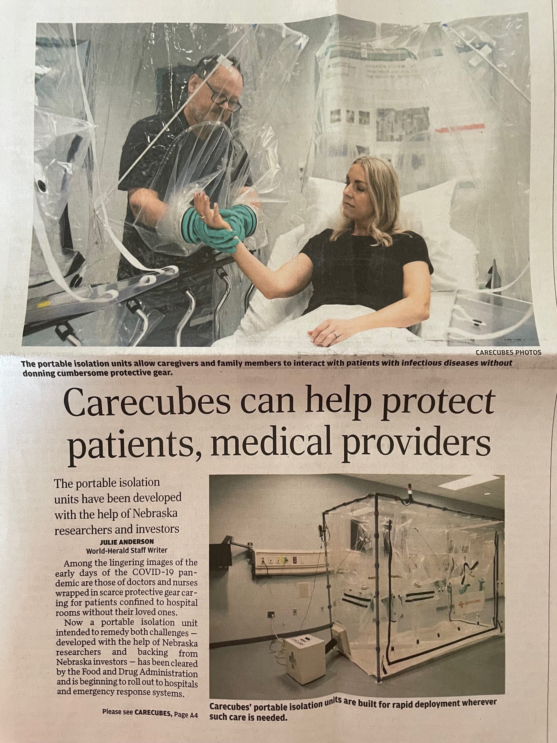 Omaha World Herald Covers Carecubes Series A
